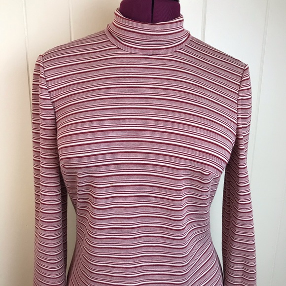 Vintage 60s/70s Maroon White Go Go Sheath Dress - Picture 3 of 8